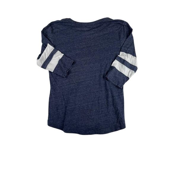 Majestic Atlanta Braves Women's Baseball T-Shirt Large Navy Striped Sleeves - Picture 4 of 7